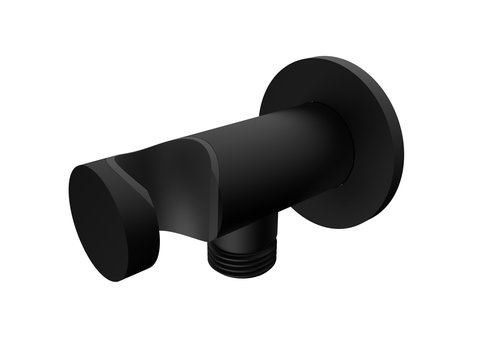 GLOBO MATT BLACK, stěnová přípojka pro sprchovou hadici, s držákem ruční sprchy, kovová, černá mat