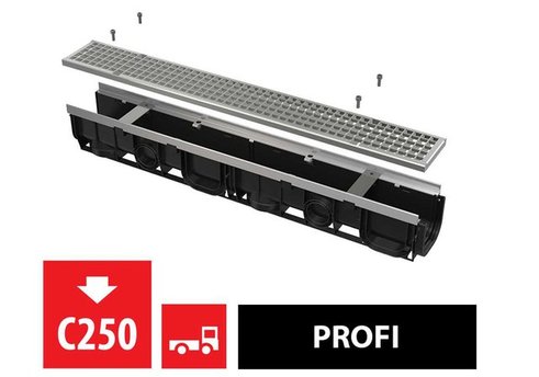 venkovní žlab 100 mm s pozinkovaným rámem a pozinkovaným roštem