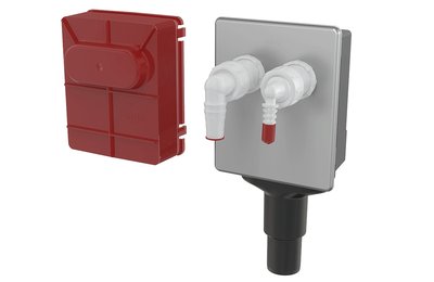 Sifon pračkový podomítkový pro napojení dvou spotřebičů, nerez DN40 a DN50