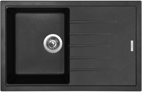 granitový dřez BEST 780, včetně sifonu s odbočkou na myčku (SPNG3S) a 3 1/2" sítkového ventilu, barva PUREBLACK