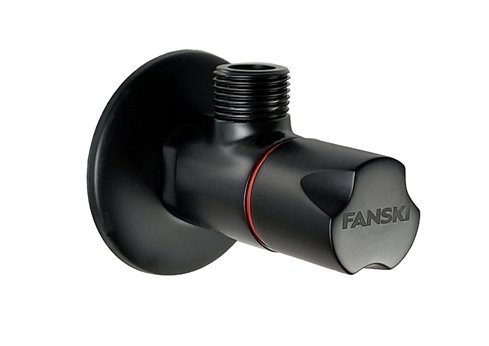 rohový ventil BLACK s&nbsp;keram.vrškem 1/2"x 3/8" sítko, červený - FANSKI