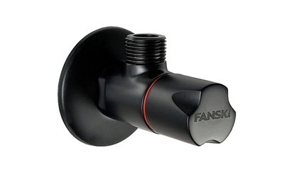 rohový ventil BLACK s keram.vrškem 1/2"x 3/8" sítko, červený - FANSKI