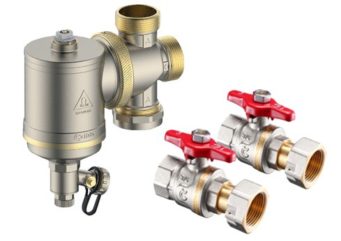 SET - magnetický odlučovač nečistot a&nbsp;2ks kulových kohoutů S30 1"